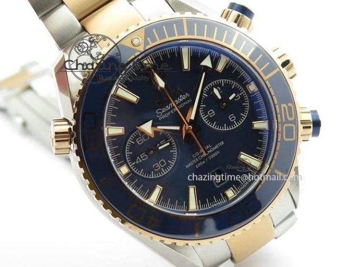 0320 FlexibleFit Seamaster Professional Chrono SS RG Blue Ceramic Blue Dial On SS RG Bracelet A 8211